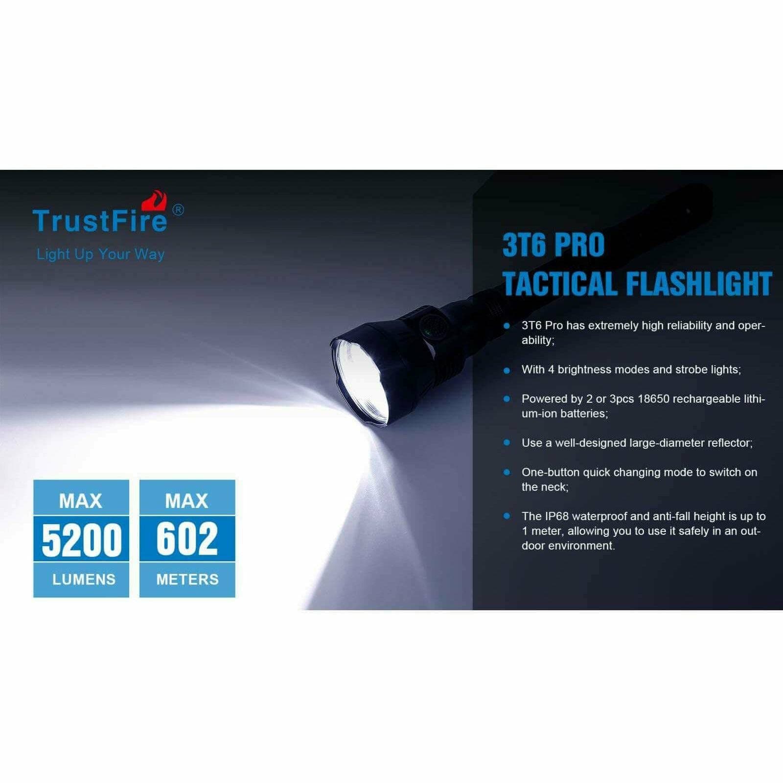 TrustFire 3T6 Pro, 5200lm, 602m - Image 3