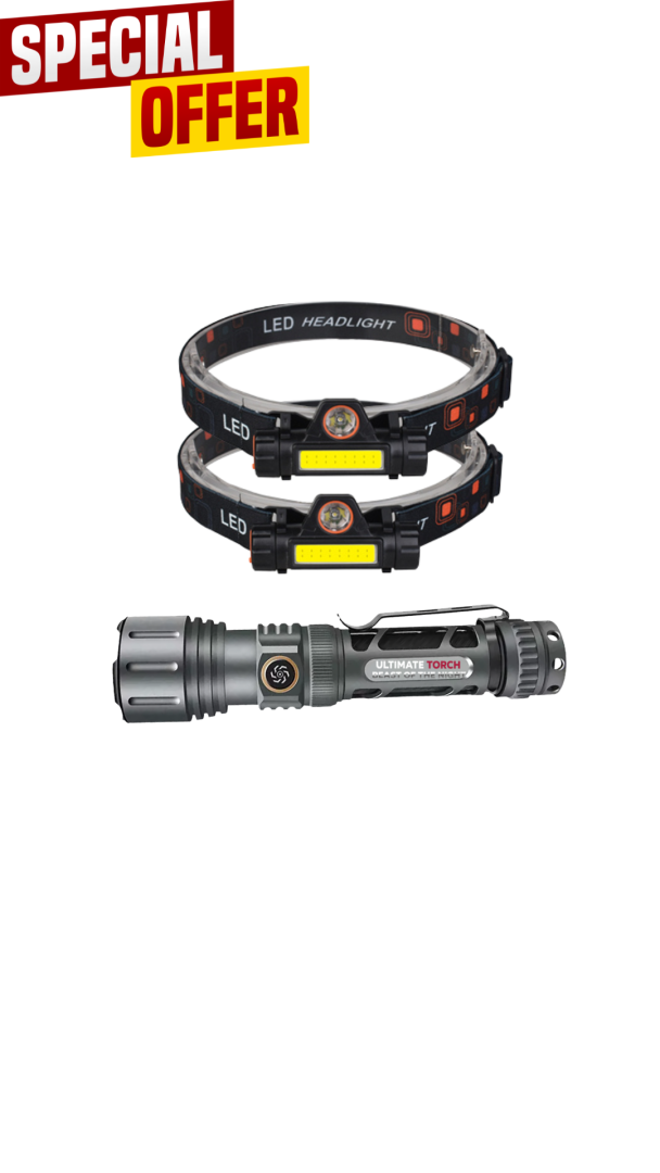 Combo Deal – 2 x 450lm Headlamps + 1 x 5000lm Tactical Zoom
